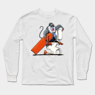 Baboon on the Toilet Long Sleeve T-Shirt